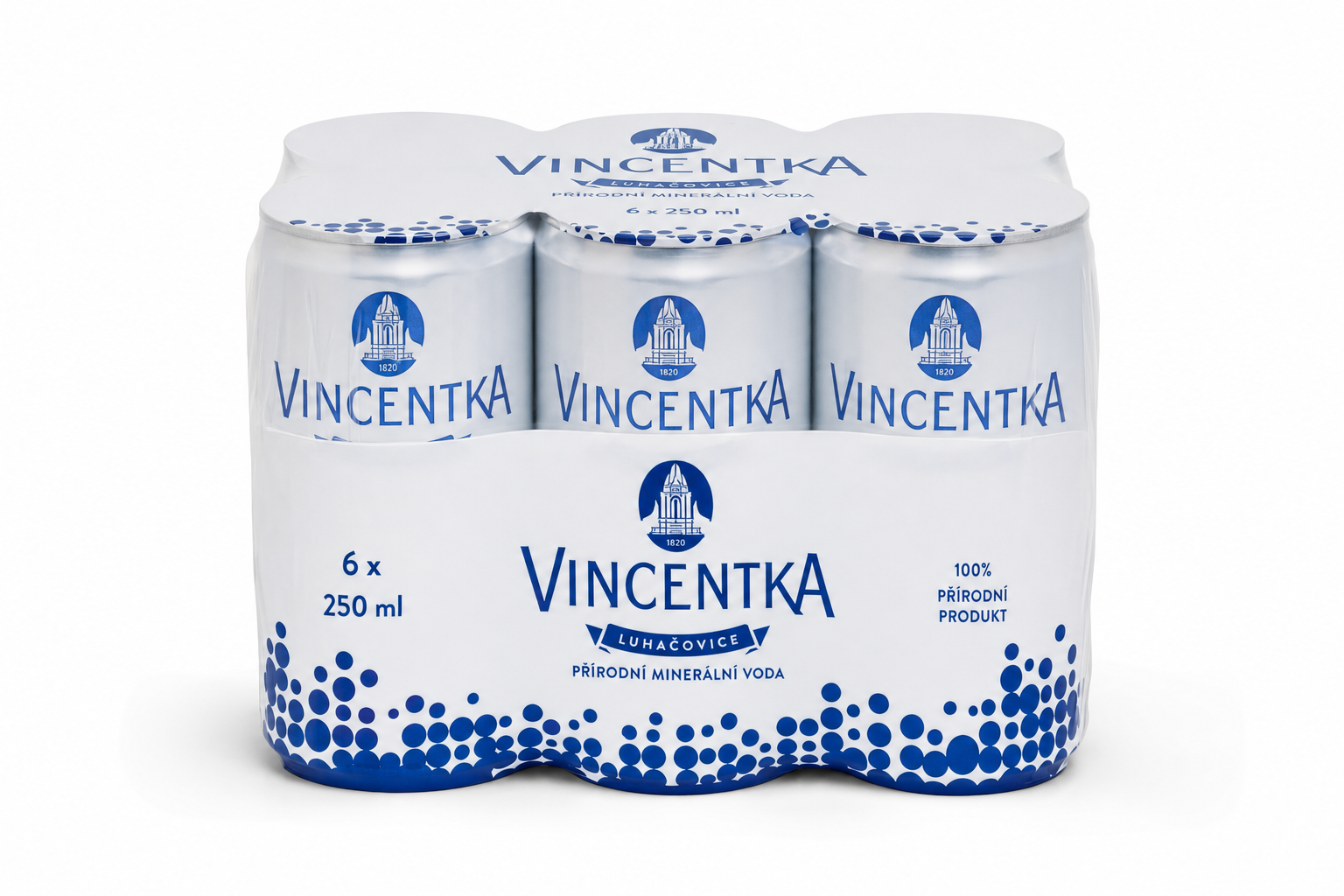 Vincentka přírodní 250ml plech multipack 6ks