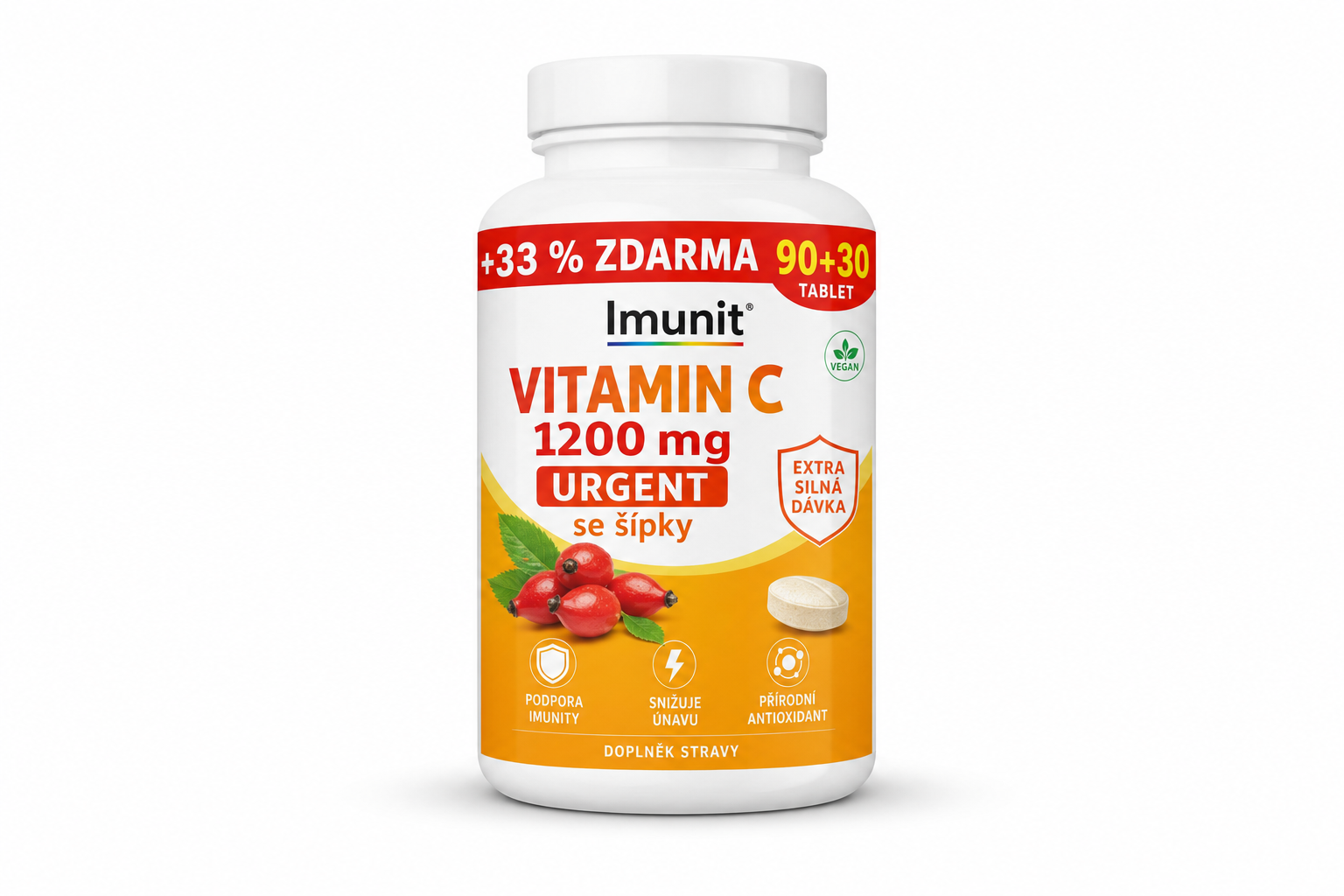 Vitamin C 1200 mg URGENT se šípky Imunit 90+30 tbl