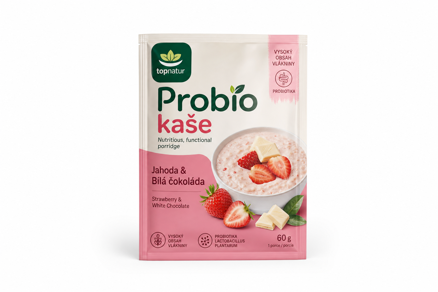 Probio kaše Jahoda&Bílá čokoláda 60g TOPNATUR