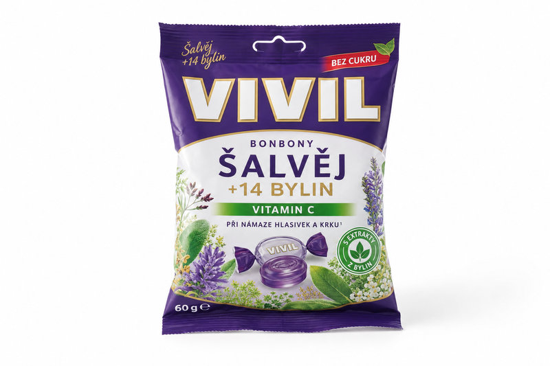 Bonbony Vivil Šalvěj +14 bylin 60g bez cukru