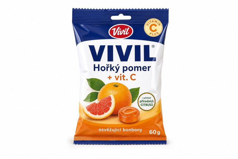 Bonbony Vivil Hořký pomer + vit. C 60 g b.c.