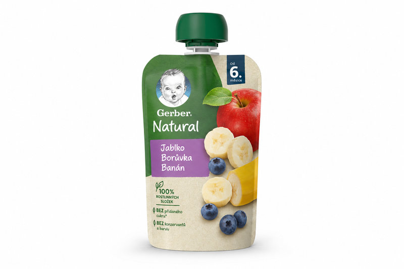 Gerber Natural kapsička jablko/borův./banán 90g 6M