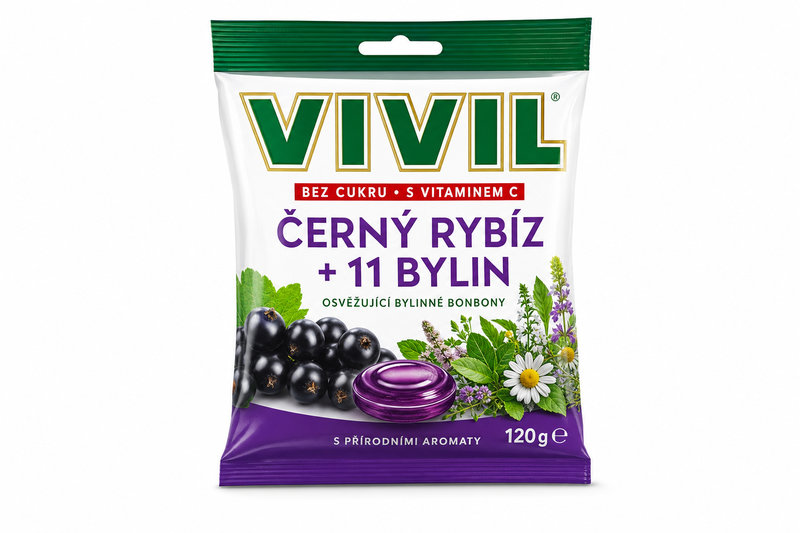 Bonbony Vivil Černý rybíz + 11 bylin b. c. 120G