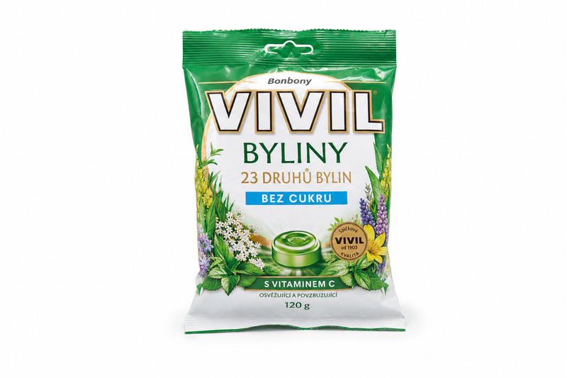 Bonbony Vivil Byliny 23 druhů bez cukru 120g