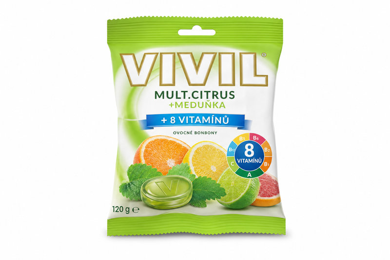 Bonbony Vivil Mult.citr+meduň.+8 vit. b.c. 120 g