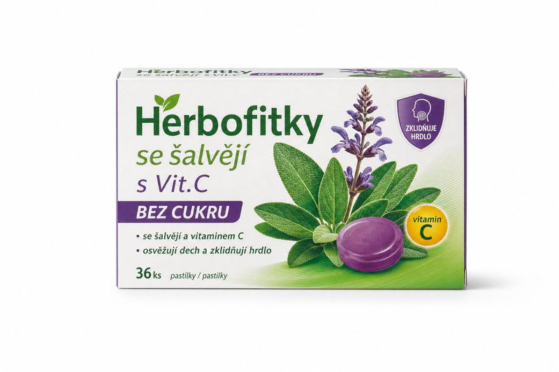 Herbofitky se šalvějí s Vit.C BEZ CUKRU 36ks