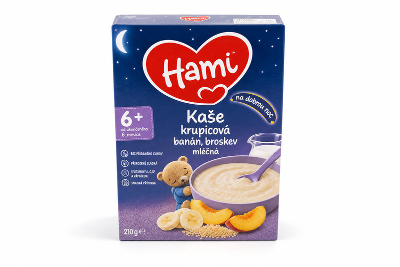 Hami Kaše krup.ban.bros.mléčná na dobr.noc 210g 6M