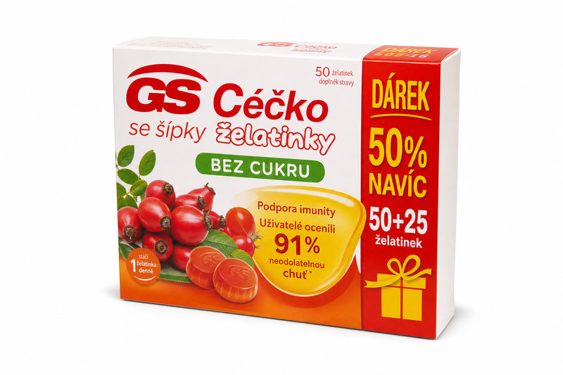 GS Céčko se šípky želatinky bez cukru 50ks dárek