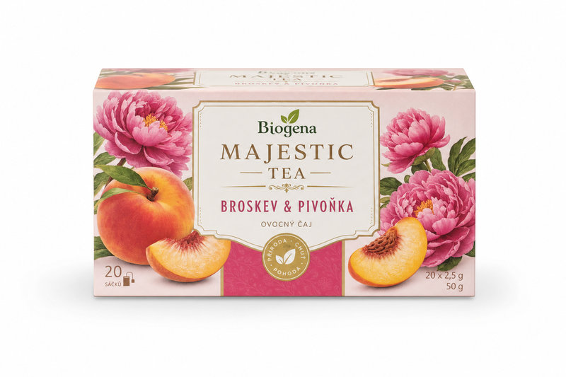 Čaj Biogena Majestic Tea Broskev & Pivoňka 20 x 2,5g