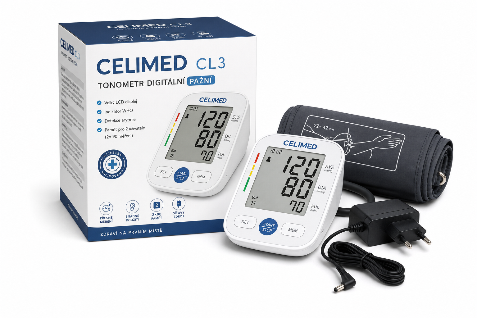 Tonometr digitální CELIMED CL3 pažní se síťovým zdrojem