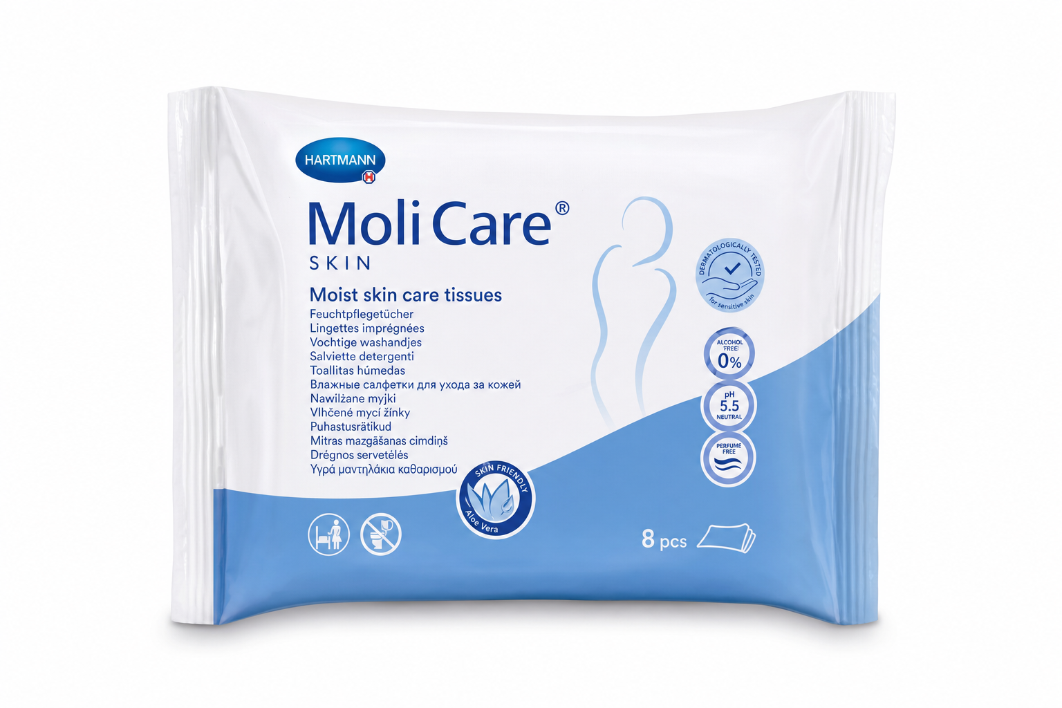 Žínka MoliCare Skin Napuštěné mycí žínky 8ks