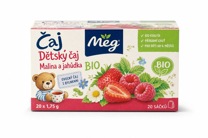 Čaj Dětský čaj Malina a jahůdka BIO 20x1.75g Meg