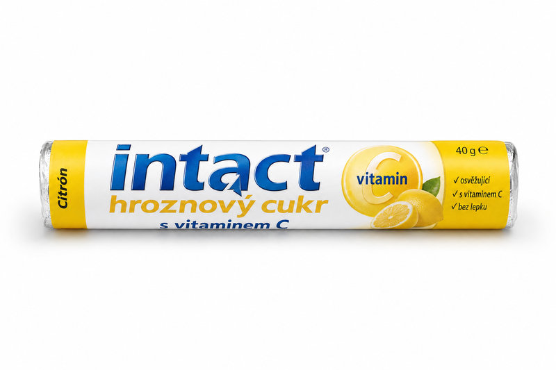 Intact hroznový cukr s vit.C Citrón 40g (rolička)