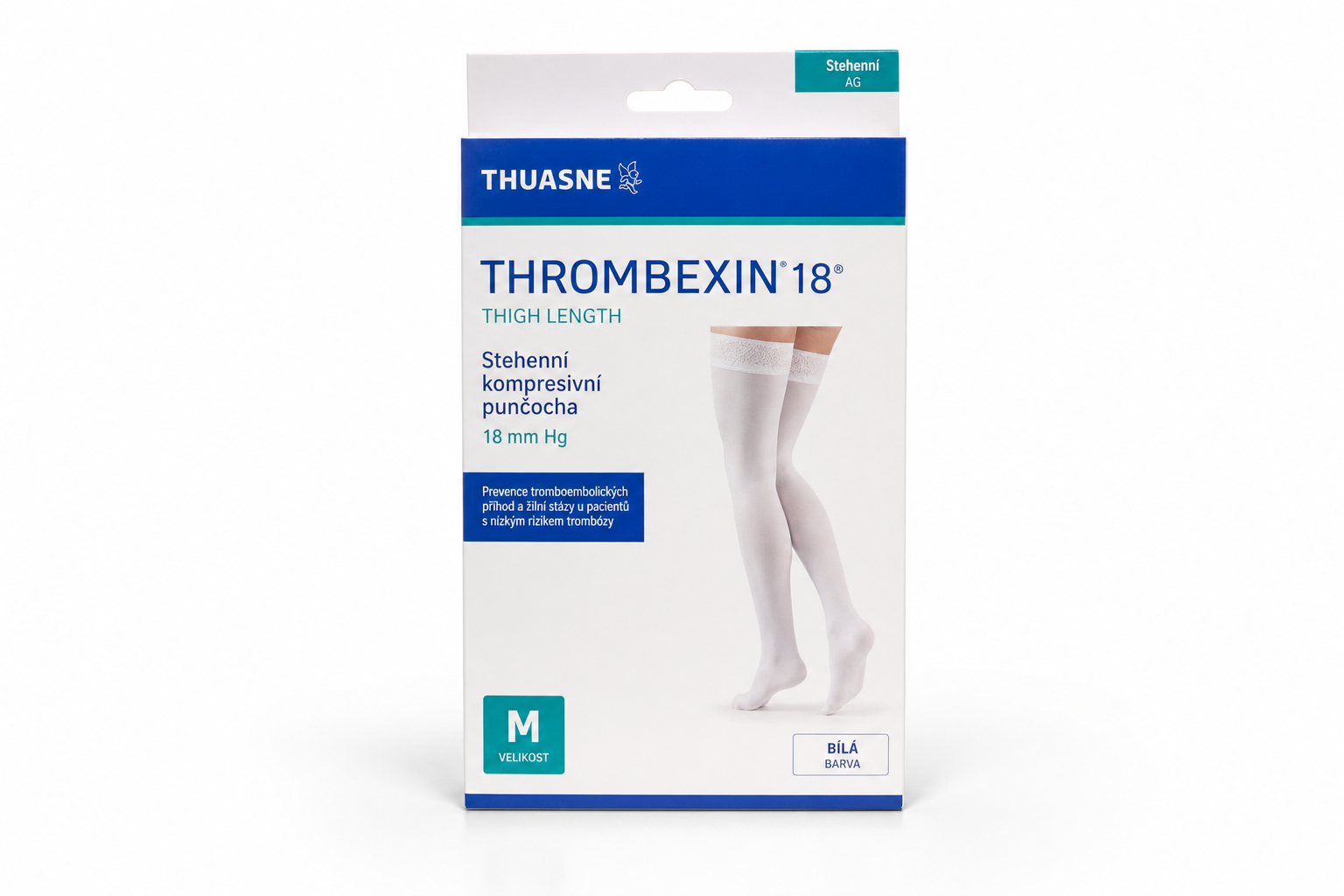 Punčocha Thrombexin 18 stehenní vel M bílá