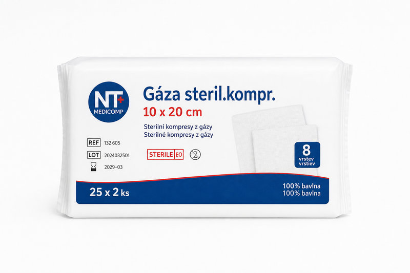 Gáza steril.kompr. 10x20 25x2ks NT MEDICOMP