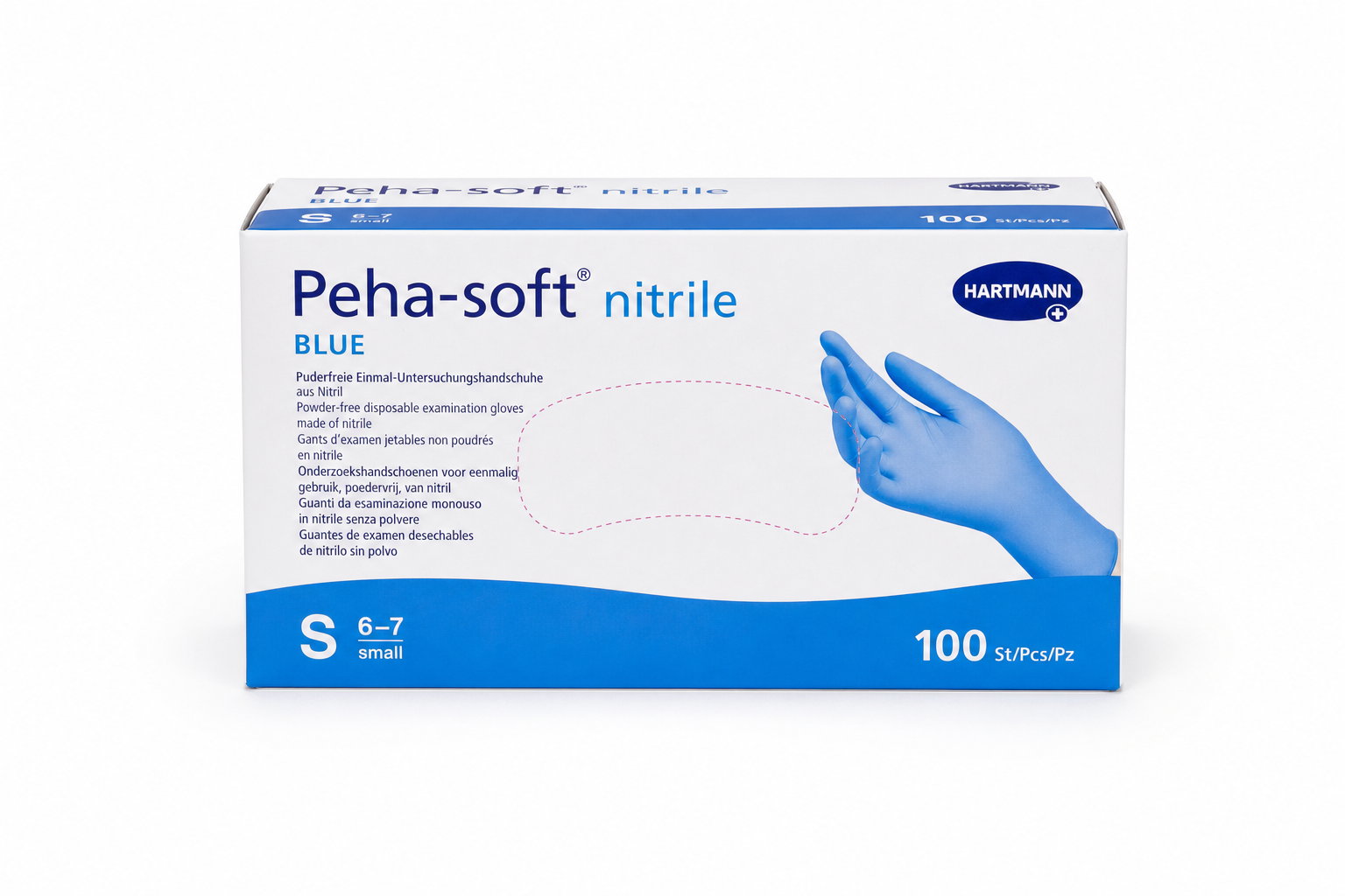 Rukavice vyš.Peha-Soft NITRILE Blue b.p.nes. S 100ks
