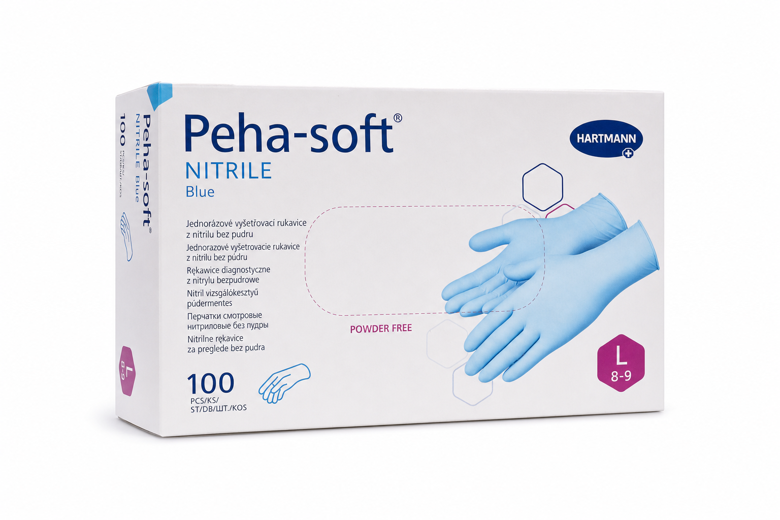 Rukavice vyš.Peha-Soft NITRILE Blue b.p.nes L 100ks