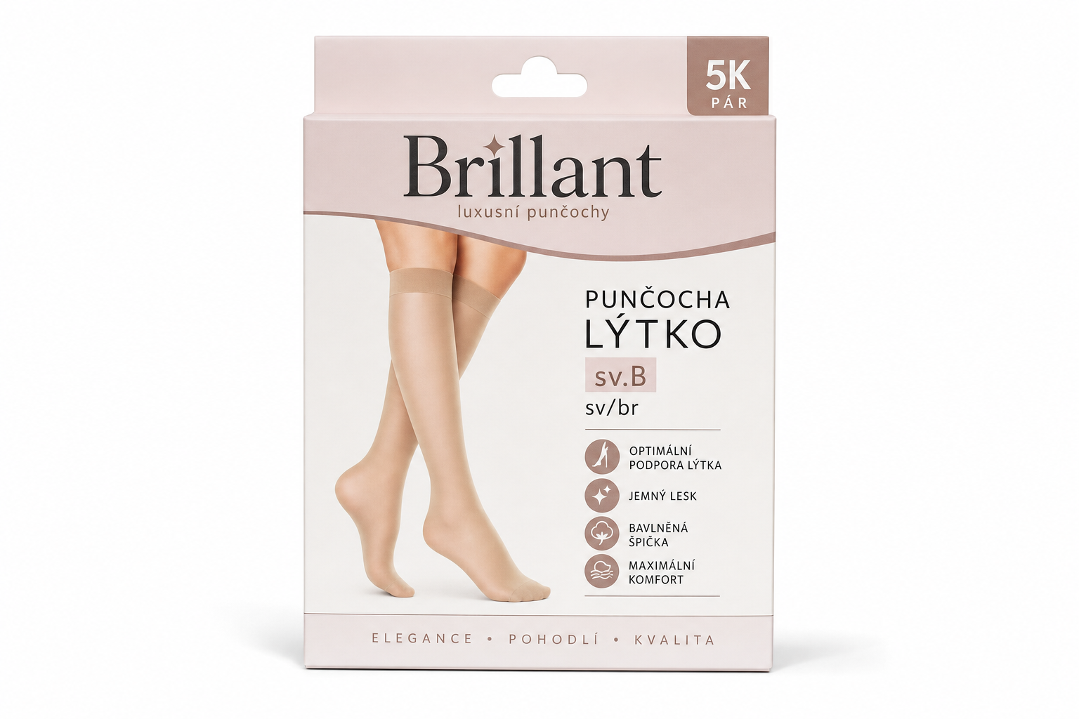 Punčocha lýtko.Brillant sv.B 5K sv/br b.šp. pár