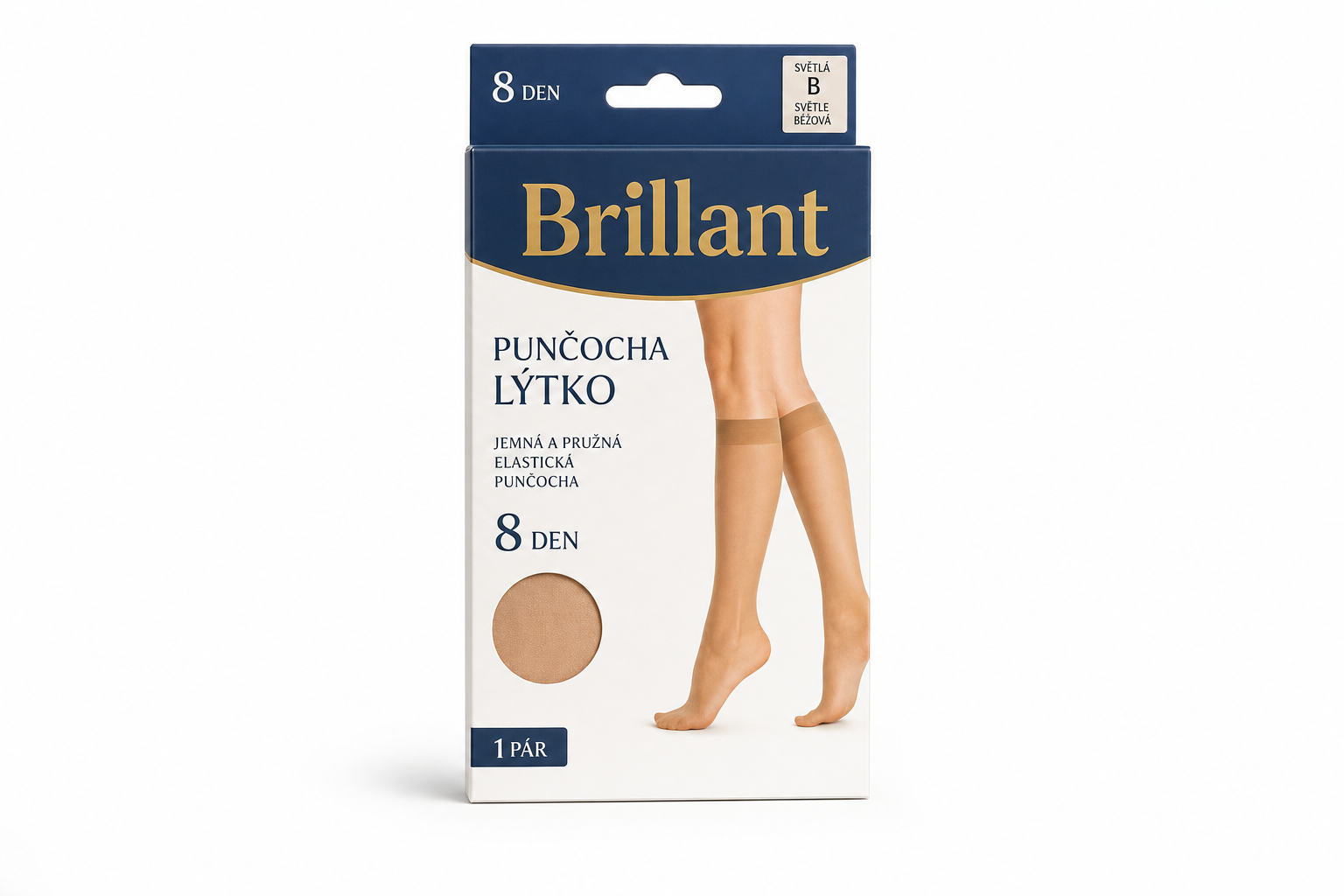 Punčocha lýtko.Brillant sv.B 8N sv/br b.šp. pár