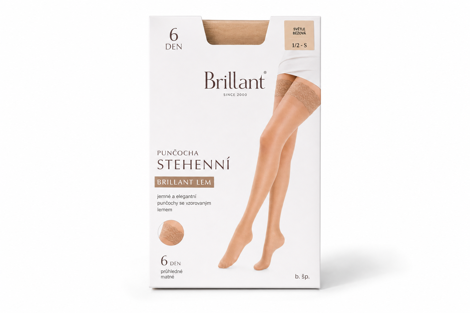 Punčocha steh. Brillant lem 6 N sv/br b.šp.