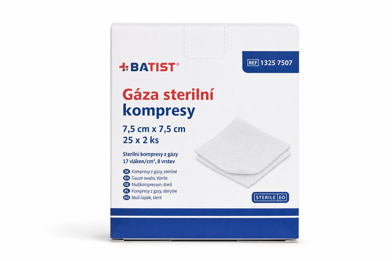 Gáza steril.kompr. 7,5x7,5 25x2ks