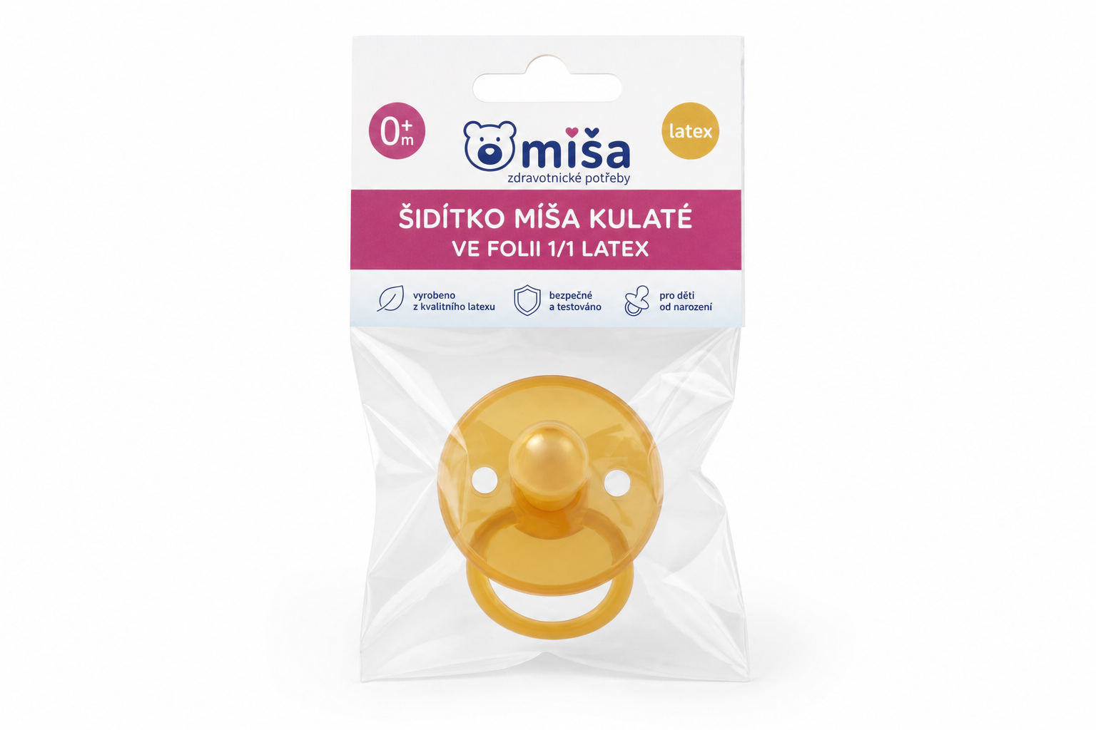 Šidítko Míša kulaté ve folii 1/1 latex