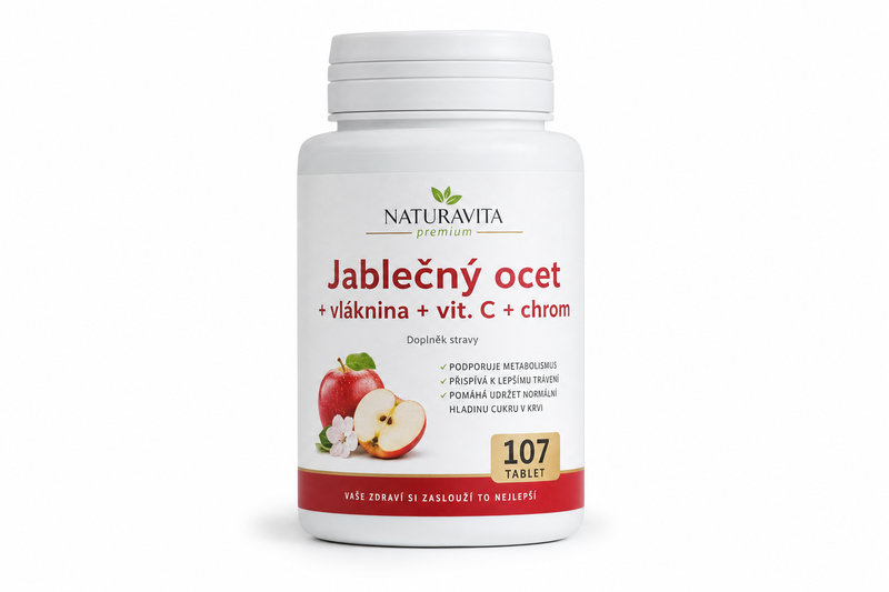 Jablečný ocet+vláknina+vit.C+chrom tbl 107