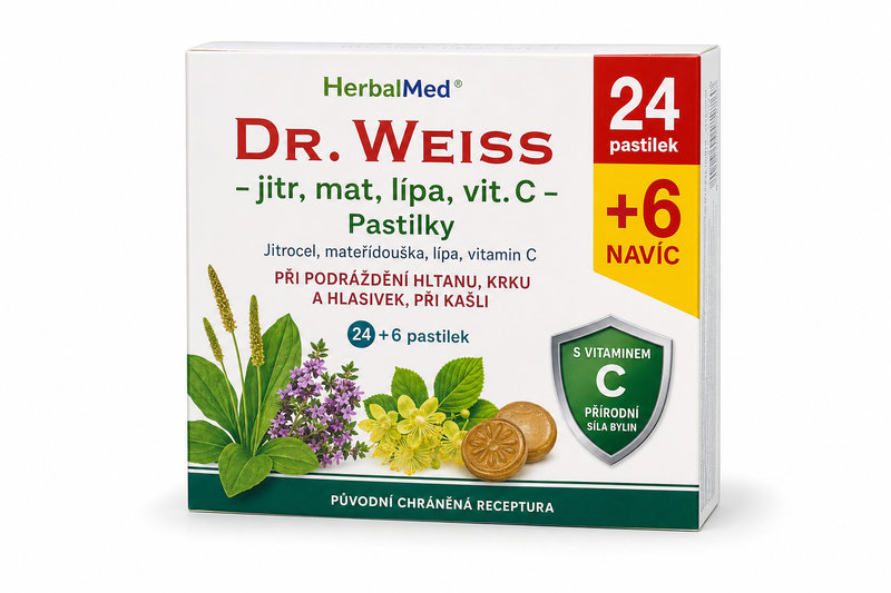 HerbalMed Dr.Weiss-jitr,mat,lípa, vit.C past 24+6ks