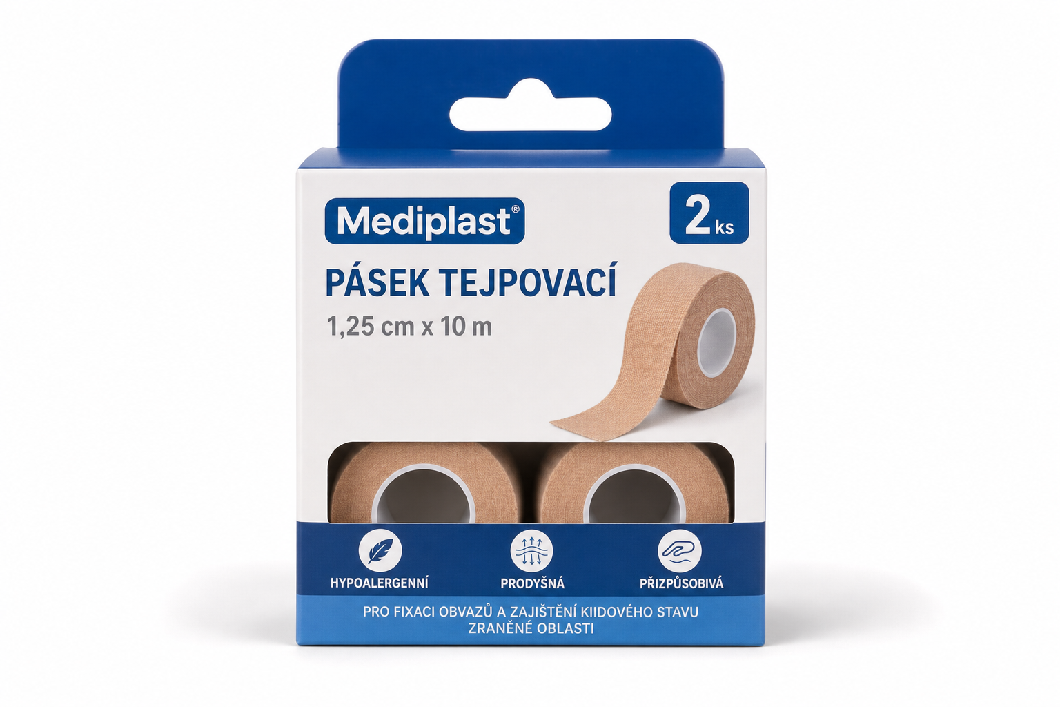 Pásek tejpovací Mediplast 1,25 cm x 10 m 2ks