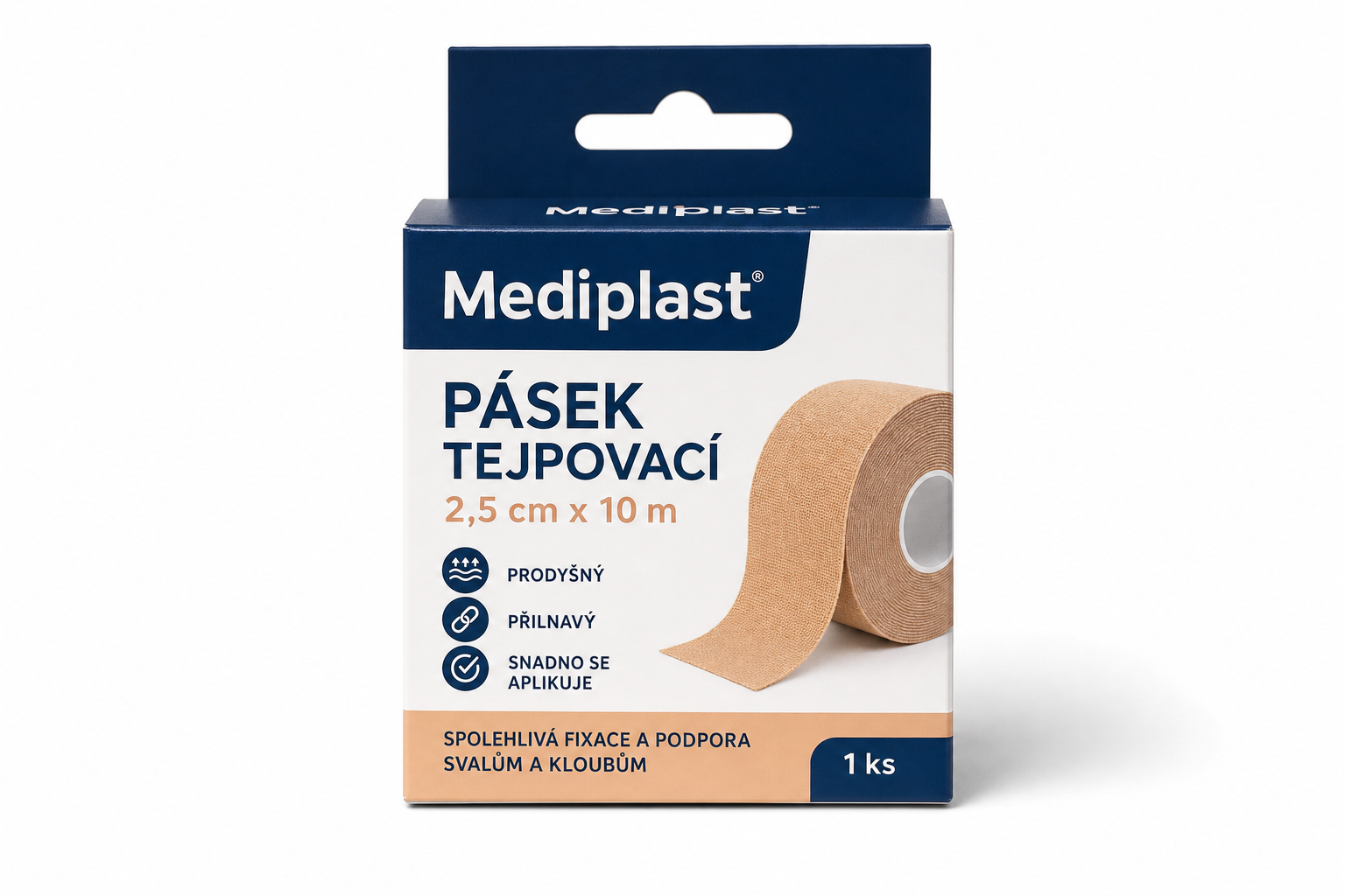 Pásek tejpovací Mediplast 2,5 cm x 10 m
