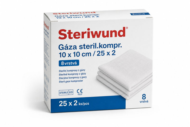 Gáza steril.kompr. 10x10cm/25x2 8vrst. - Steriwund