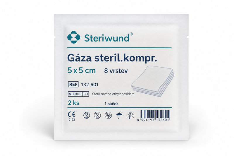 Gáza steril.kompr. 5x5 1sáč/2ks 8vrst. - Steriwund