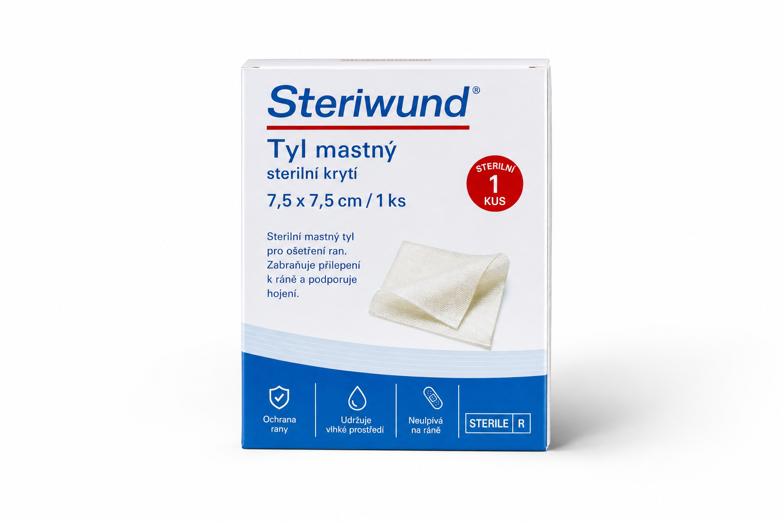 Tyl mastný sterilní krytí 7,5 x 7,5cm/1ks Steriwund