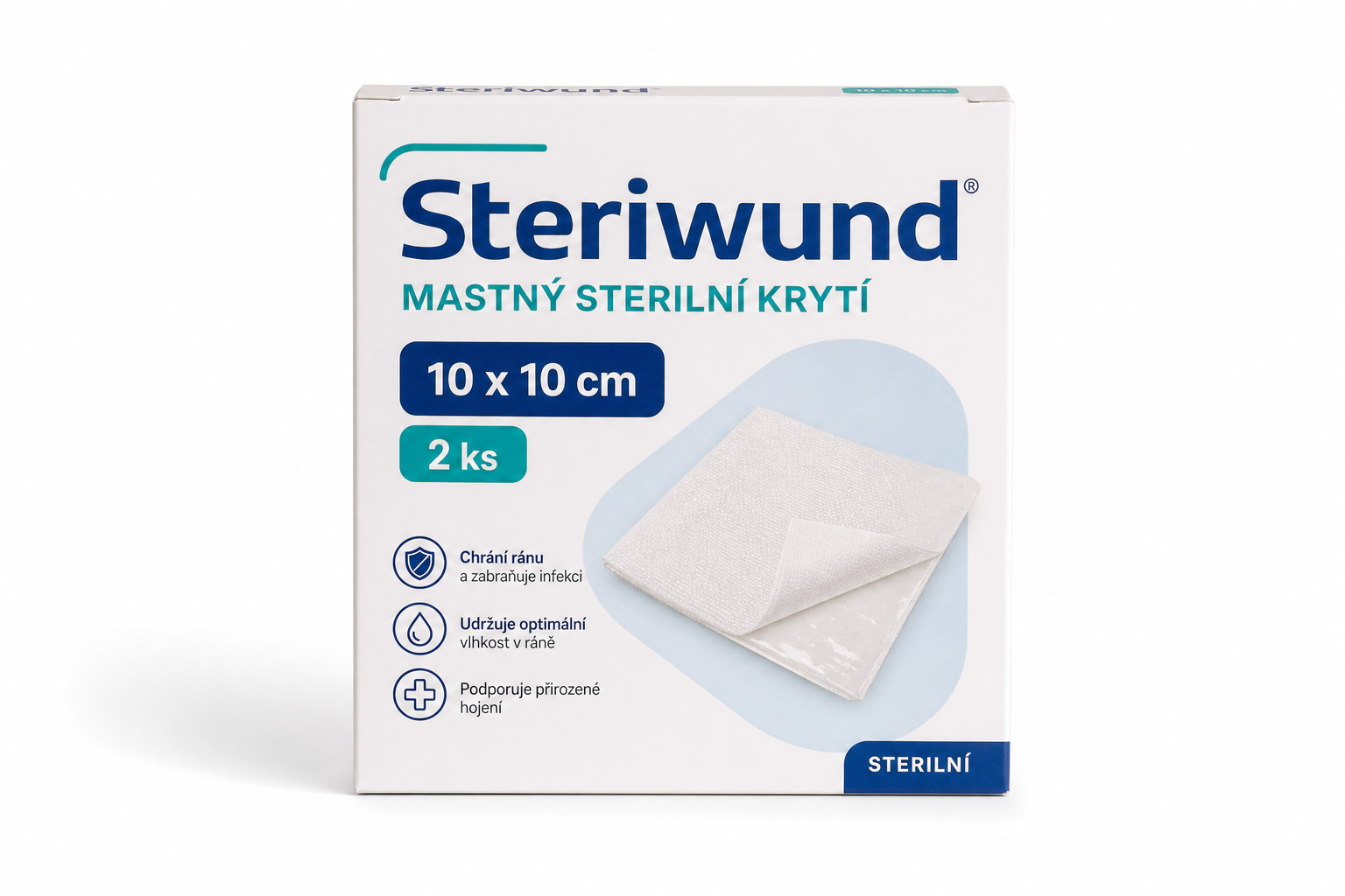 Tyl mastný sterilní krytí 10 x 10cm/2ks Steriwund