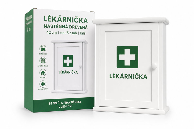 Lékárnička nástěn dřev 42cm do 15os bílá