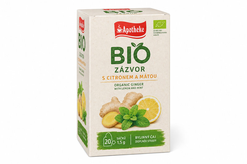 Čaj Apotheke BIO Zázvor s citronem a mátou 20 x 1,5 g