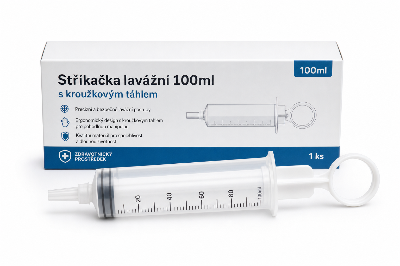 Stříkačka lavážní 100ml s krouž.táhlem