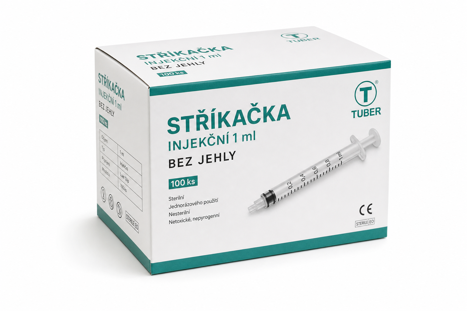 Stříkačka inj. 1ml tuber 100ks bez jehly