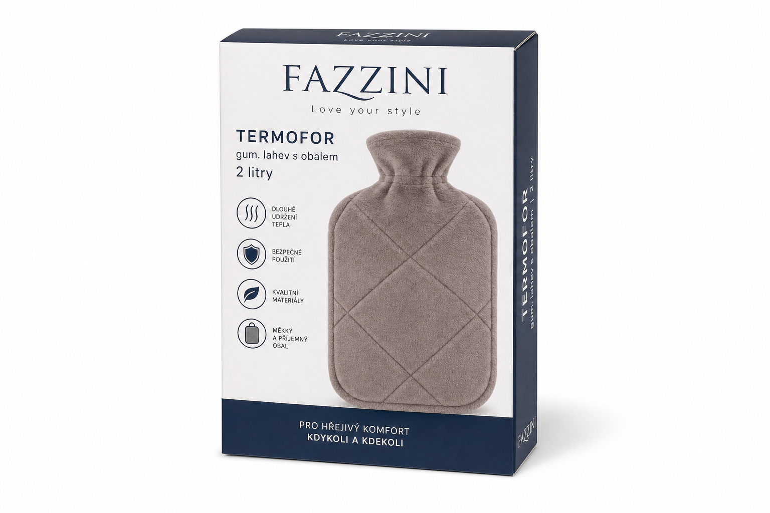 Termofor gum. lahev s obalem FAZZINI - 2 litry