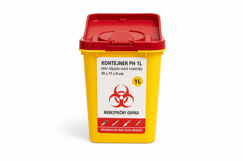 Kontejner PH 1L sběr odpadu-ostré materiály 10x17x9cm