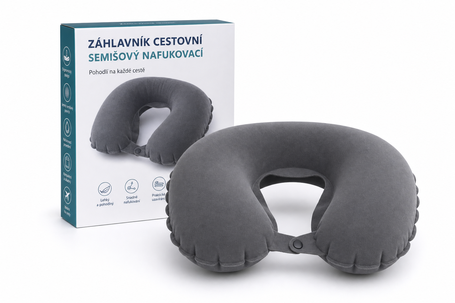 Záhlavník cestovní semišový nafukovací