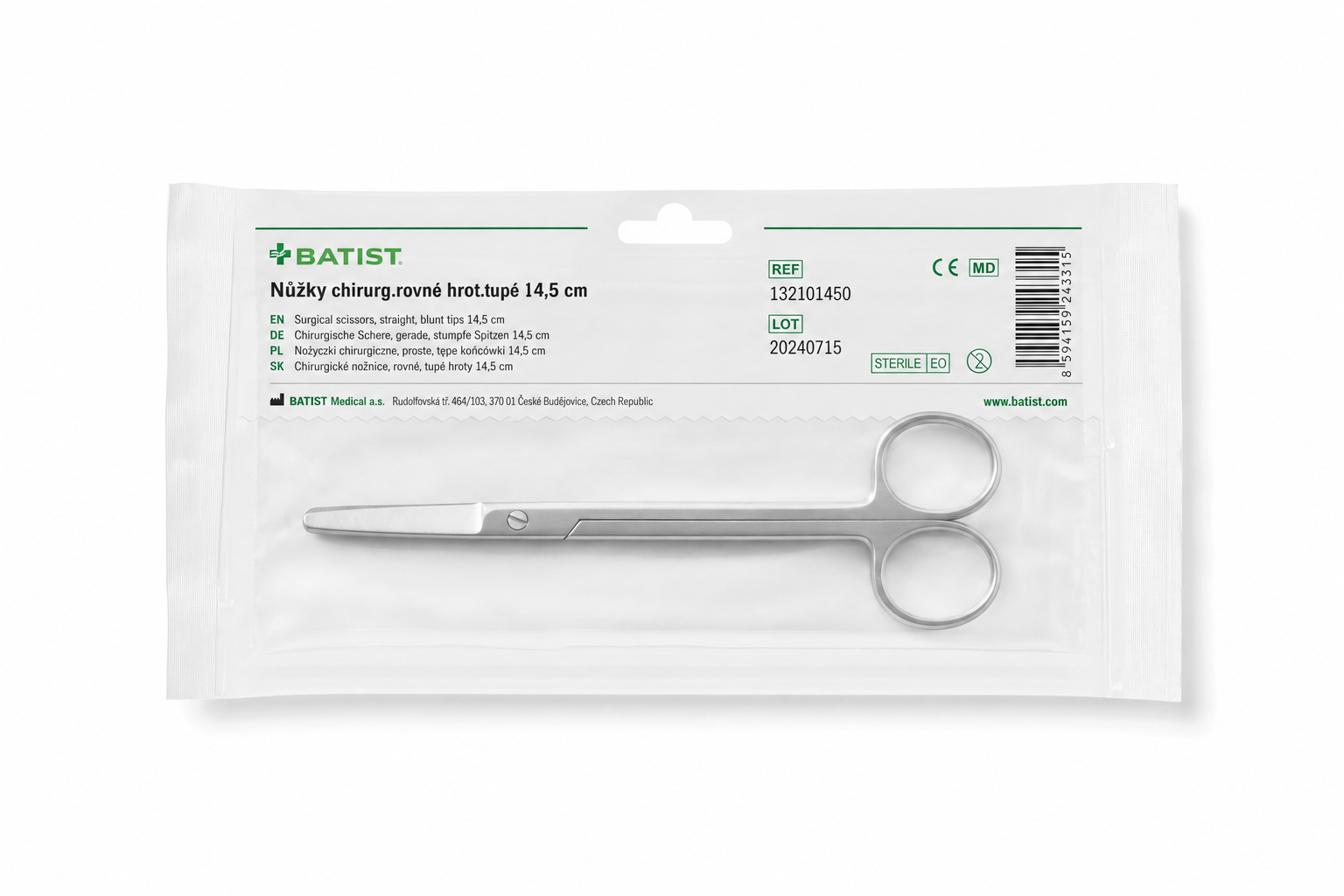 Nůžky chirurg.rovné hrot.tupé 14,5 cm