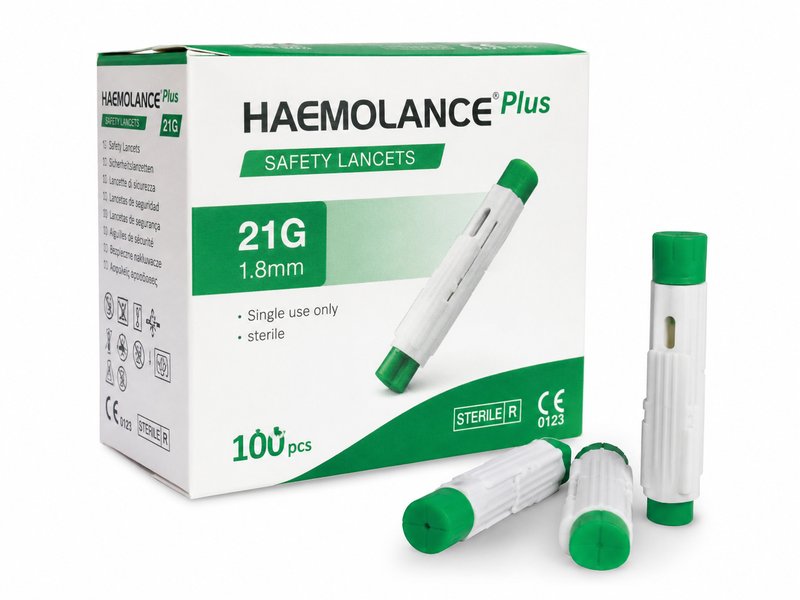 HAEMOLANCE Plus lancety 21G pro dospělé/zelené 100ks