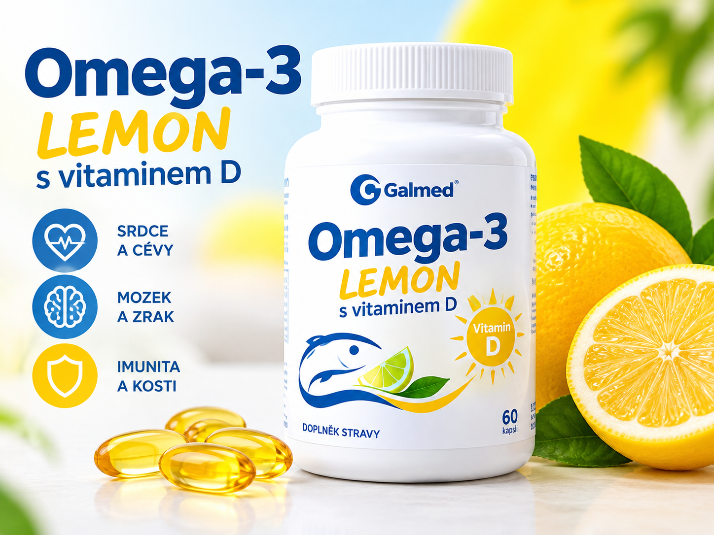 Omega-3 Lemon s vit.D Galmed 180+60 VB
