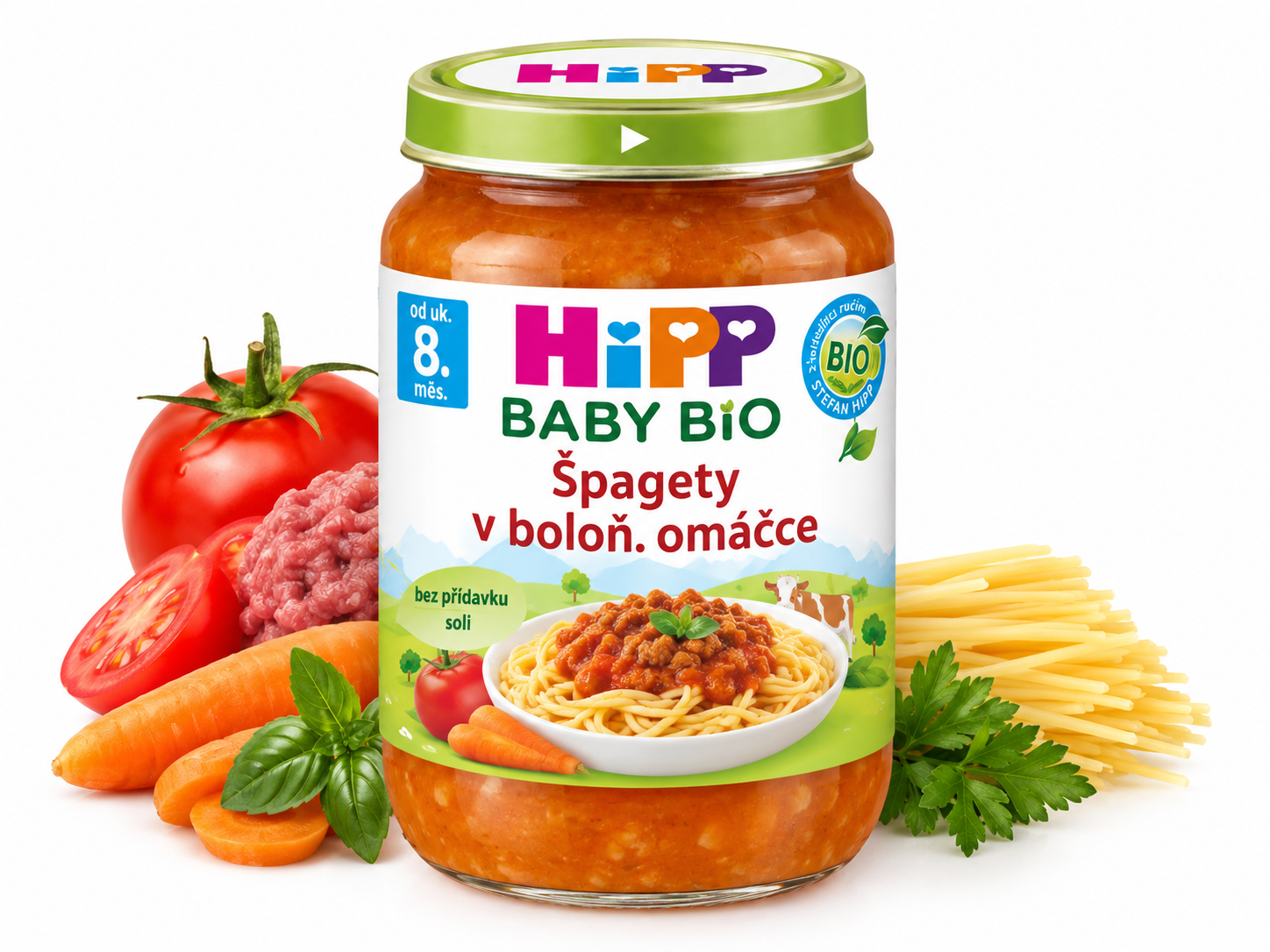 HiPP BABY BIO Špagety v boloň. omáčce 190g