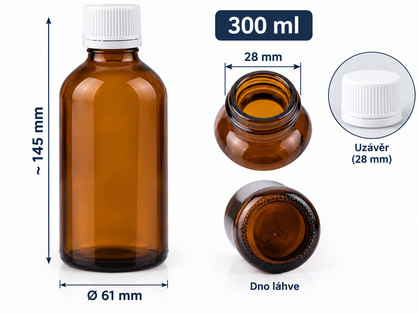 Lékovka 300ml (28mm) hnědá